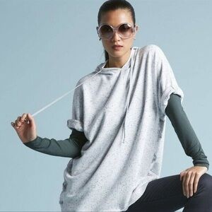 Cabi 3473 In Stitches Pullover Sweater Hooded Speckle Heather Grey L